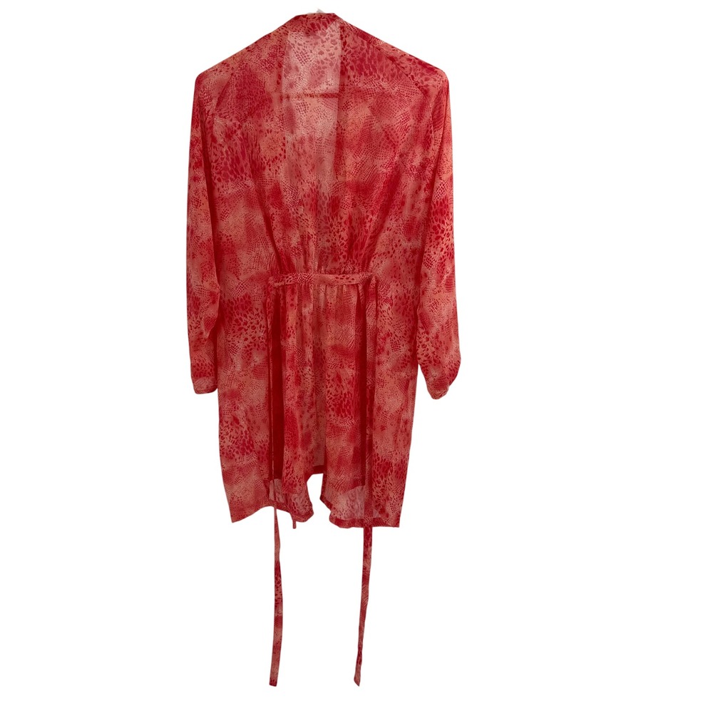 Victoria's Secret Robe Women One Size Pink Orange Animal Print Sheer Kimono Top